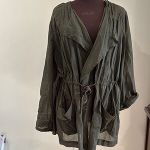 Torrid Cotton Gauze Drawstring Hooded Tunic Length Jacket